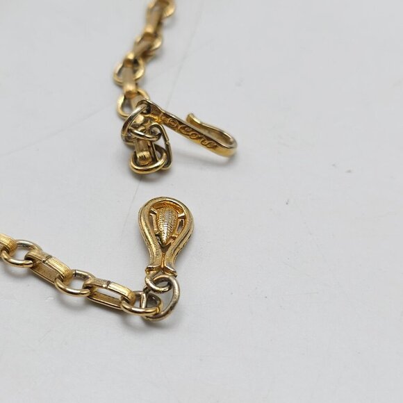 Vintage Coro Gold Tone Textured Leaf Link Necklace Choker - Picture 3 of 6